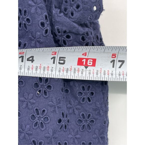 Ralph Lauren Dress Kids Girls Size 16 Navy Blue Eyelet Flutter Sleeve‎ New - Picture 8 of 11